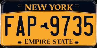 NY license plate FAP9735