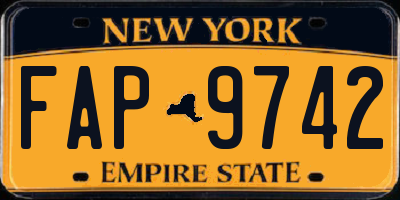 NY license plate FAP9742