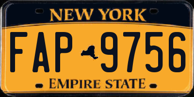 NY license plate FAP9756