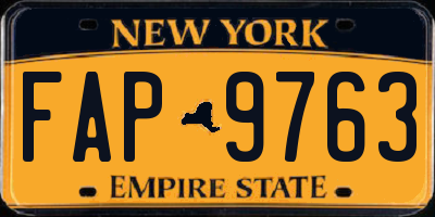 NY license plate FAP9763