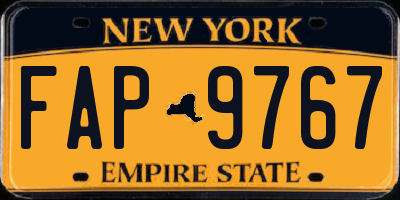 NY license plate FAP9767