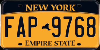NY license plate FAP9768