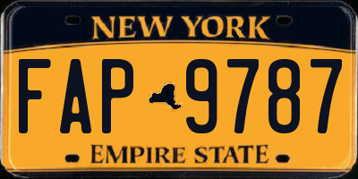 NY license plate FAP9787