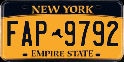 NY license plate FAP9792