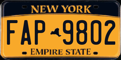NY license plate FAP9802