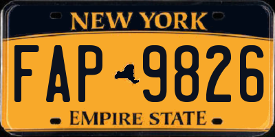 NY license plate FAP9826