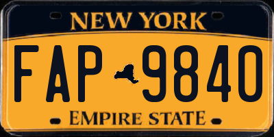 NY license plate FAP9840