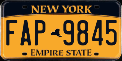 NY license plate FAP9845