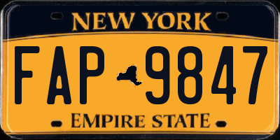 NY license plate FAP9847