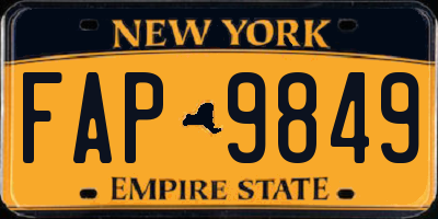NY license plate FAP9849