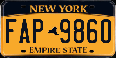 NY license plate FAP9860