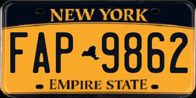 NY license plate FAP9862