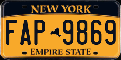 NY license plate FAP9869