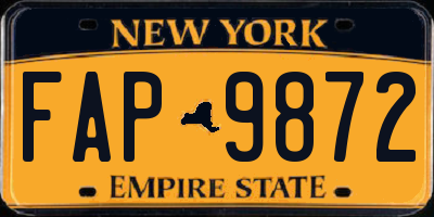NY license plate FAP9872
