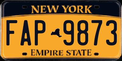 NY license plate FAP9873