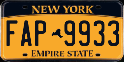 NY license plate FAP9933