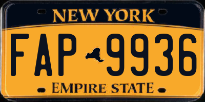 NY license plate FAP9936
