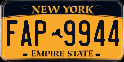 NY license plate FAP9944