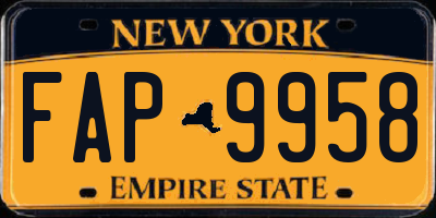 NY license plate FAP9958