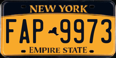 NY license plate FAP9973