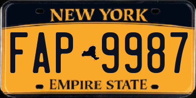 NY license plate FAP9987