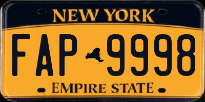 NY license plate FAP9998