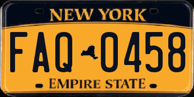 NY license plate FAQ0458