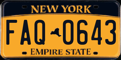 NY license plate FAQ0643