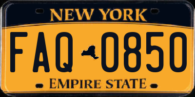 NY license plate FAQ0850