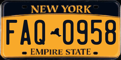 NY license plate FAQ0958