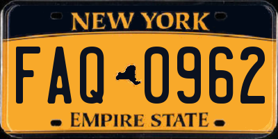 NY license plate FAQ0962