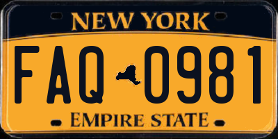 NY license plate FAQ0981