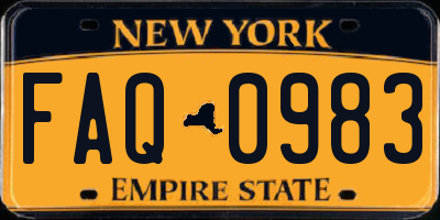 NY license plate FAQ0983
