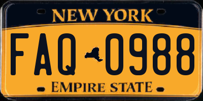 NY license plate FAQ0988