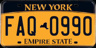 NY license plate FAQ0990