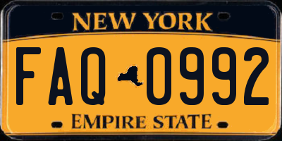 NY license plate FAQ0992