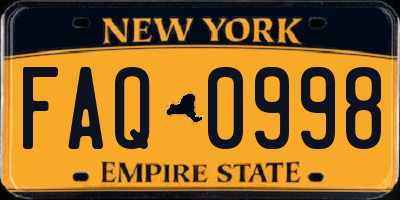 NY license plate FAQ0998