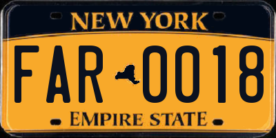 NY license plate FAR0018