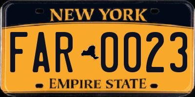 NY license plate FAR0023