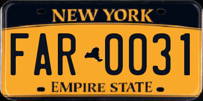 NY license plate FAR0031
