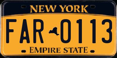 NY license plate FAR0113