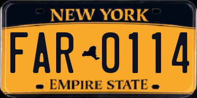 NY license plate FAR0114