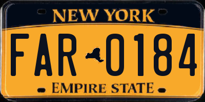 NY license plate FAR0184