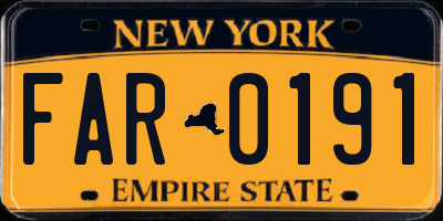 NY license plate FAR0191