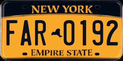NY license plate FAR0192