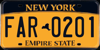 NY license plate FAR0201