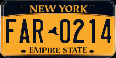 NY license plate FAR0214