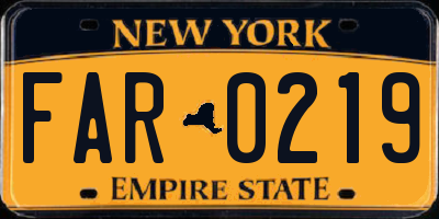 NY license plate FAR0219
