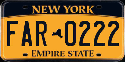 NY license plate FAR0222