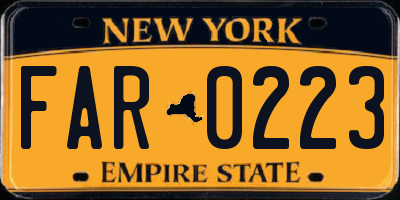 NY license plate FAR0223